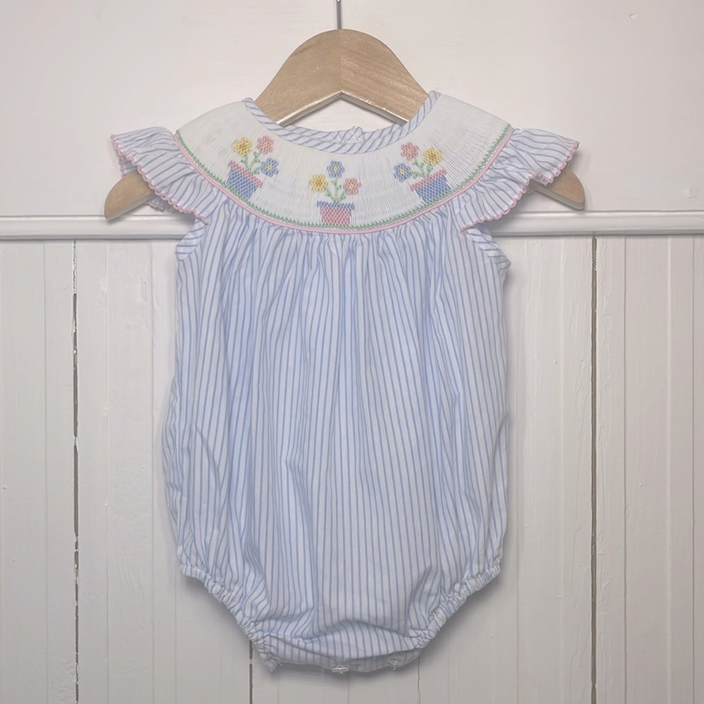 PETIT BEBE EUC Like New Hand Smocked Flower Pot Bubble